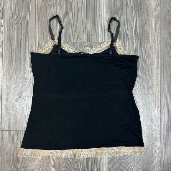 NY & Company Black Cami Metallic Lace Overlay Y2K Party Tank Top Medium - Picture 4 of 6
